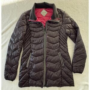 NOIZE Small Petite SP Mid length Lightweight Quilted Puffer Coat Jacket Black